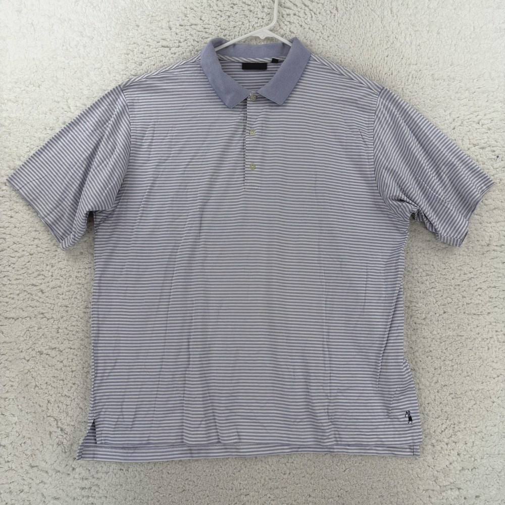 Bobby Jones Players Polo Shirt Mens XL Blue Stripe 100% Cotton Knit Golf Top